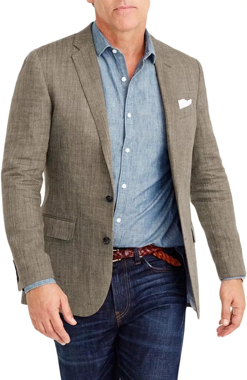 Men's Blazer Causal Linen Jacket Suit Slim Fit Blazer for Men Wedding Prom Jacket