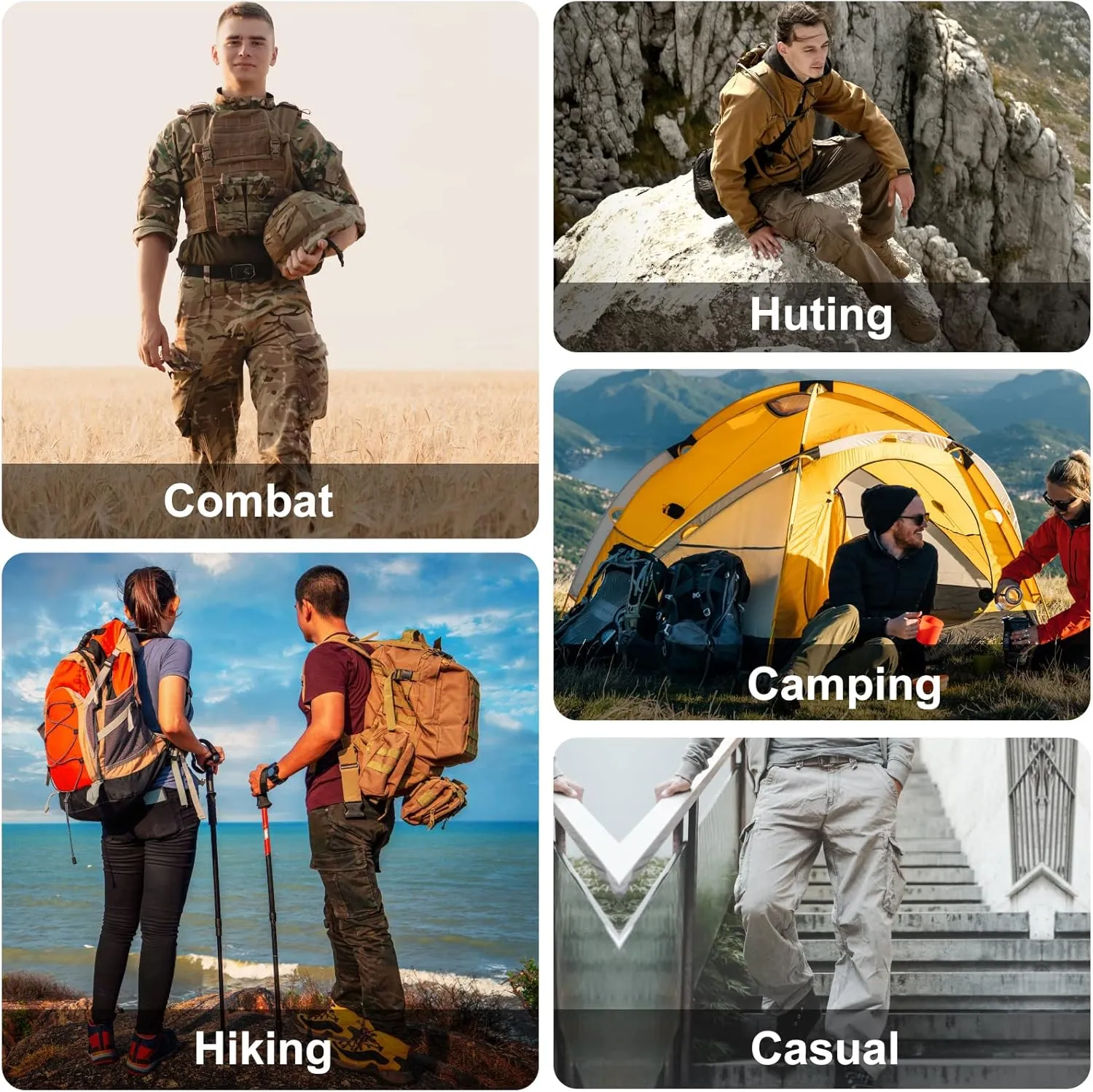 Men's Cargo Pants Cotton Ripstop Hiking Work Pants Comfort Casual Outdoor Pants with Multi Pockets