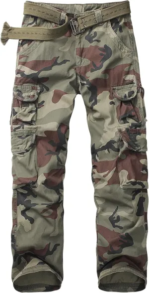 Men's Cargo Pants Cotton Ripstop Hiking Work Pants Comfort Casual Outdoor Pants with Multi Pockets