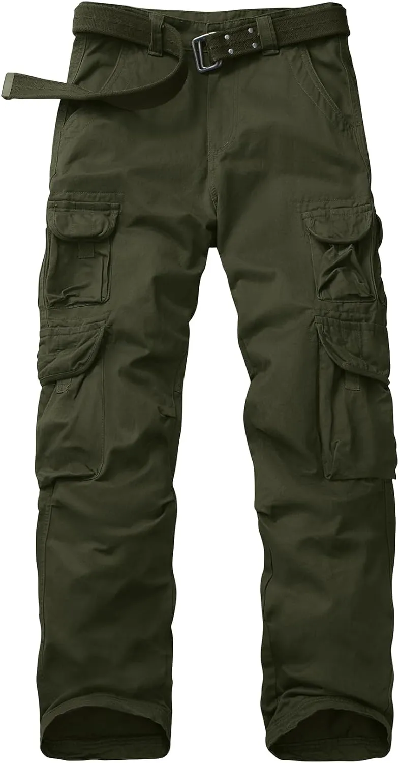 Men's Cargo Pants Cotton Ripstop Hiking Work Pants Comfort Casual Outdoor Pants with Multi Pockets