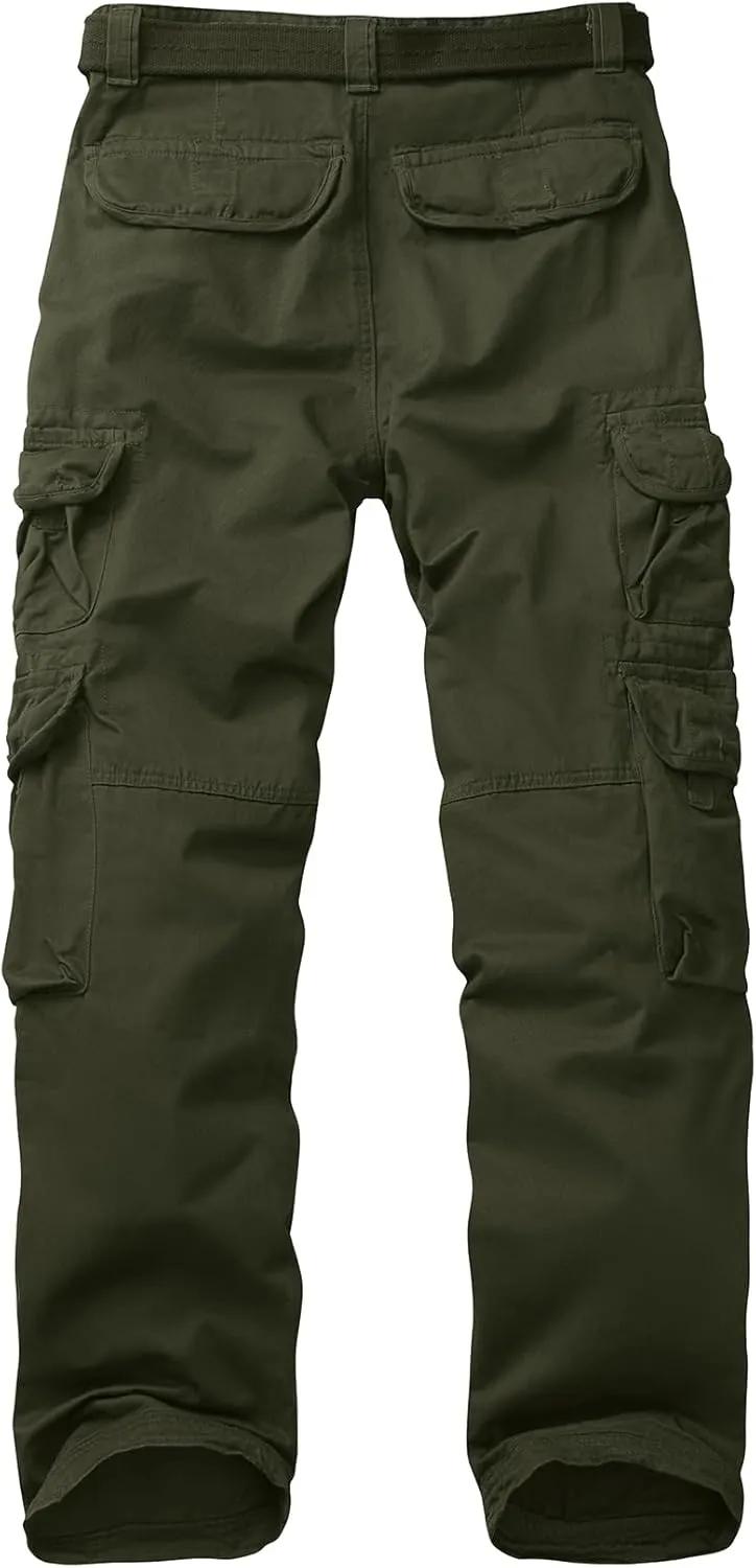 Men's Cargo Pants Cotton Ripstop Hiking Work Pants Comfort Casual Outdoor Pants with Multi Pockets
