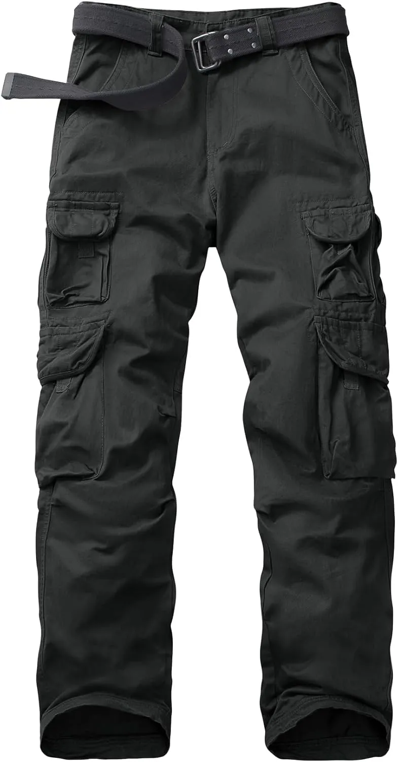 Men's Cargo Pants Cotton Ripstop Hiking Work Pants Comfort Casual Outdoor Pants with Multi Pockets