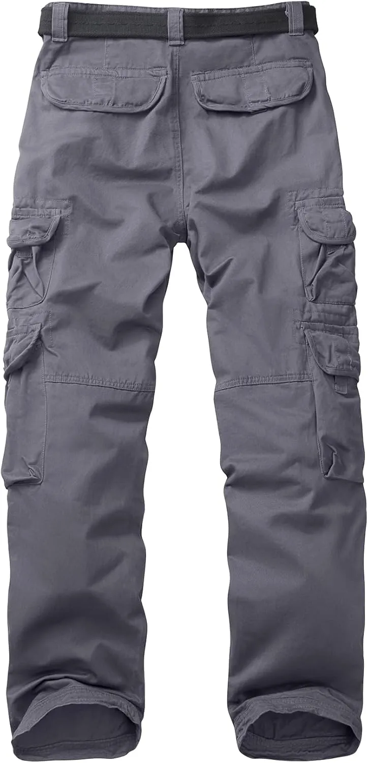 Men's Cargo Pants Cotton Ripstop Hiking Work Pants Comfort Casual Outdoor Pants with Multi Pockets