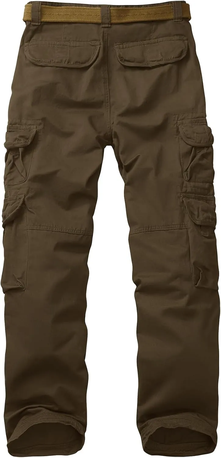 Men's Cargo Pants Cotton Ripstop Hiking Work Pants Comfort Casual Outdoor Pants with Multi Pockets