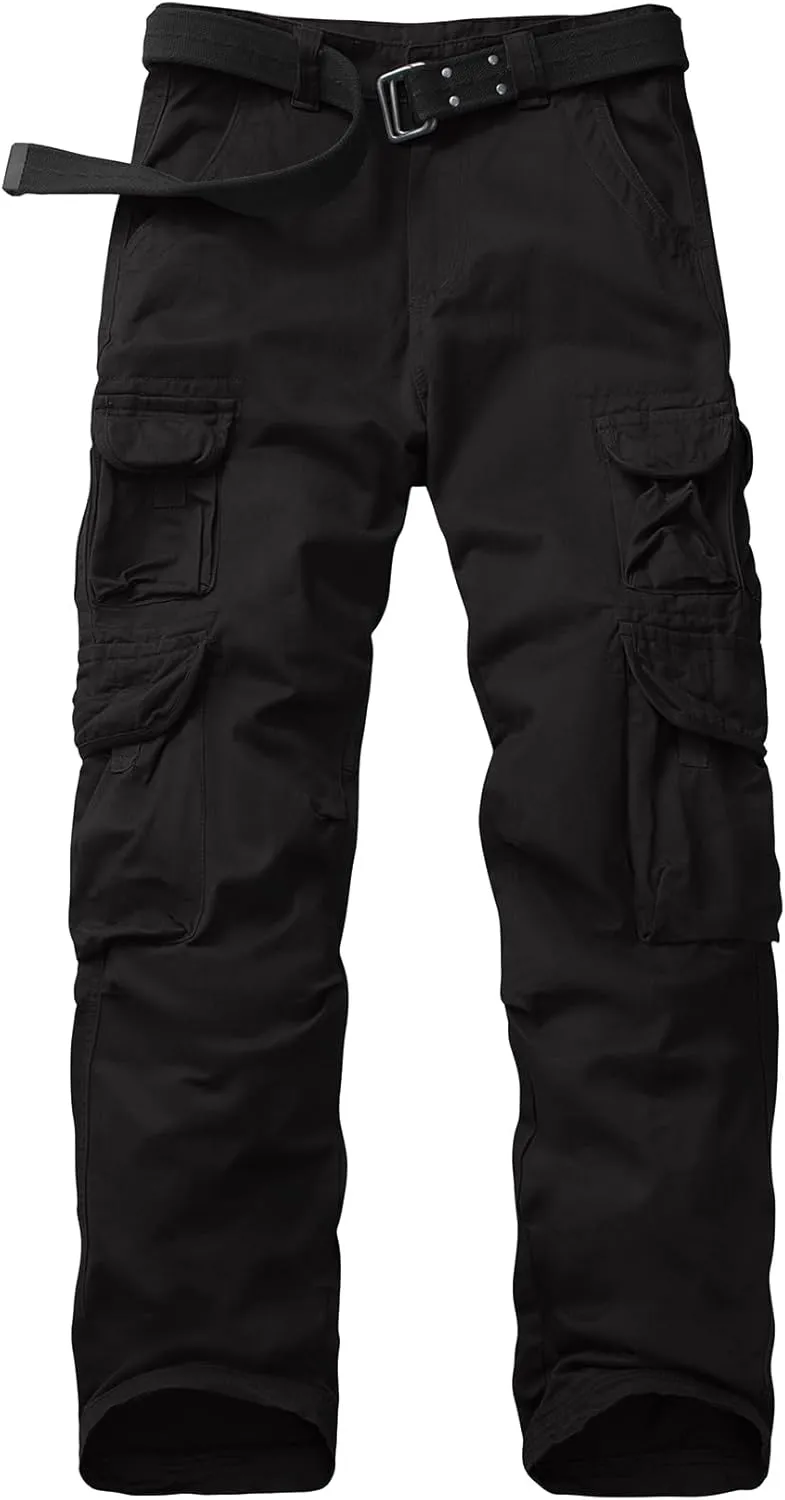 Men's Cargo Pants Cotton Ripstop Hiking Work Pants Comfort Casual Outdoor Pants with Multi Pockets
