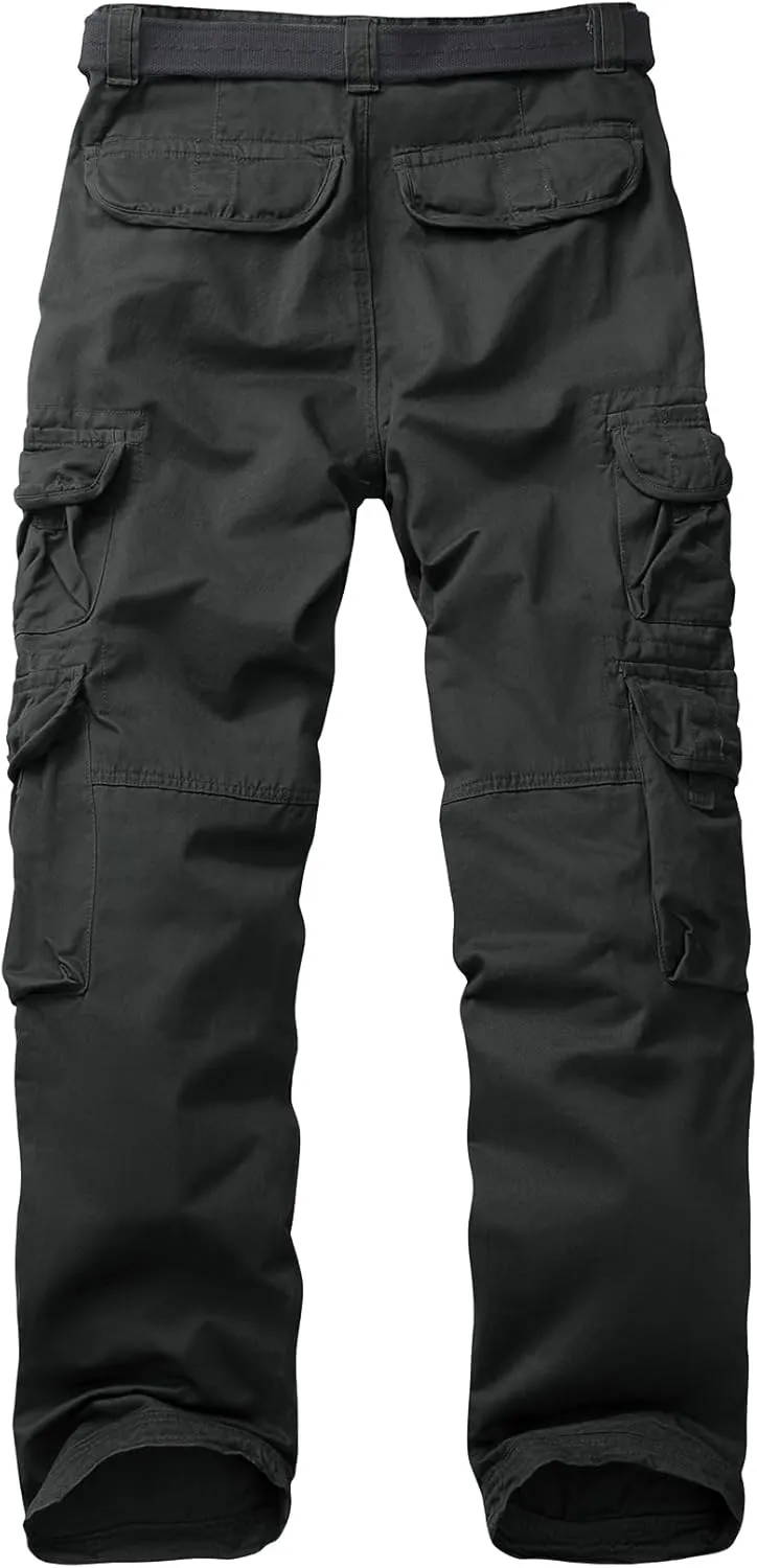 Men's Cargo Pants Cotton Ripstop Hiking Work Pants Comfort Casual Outdoor Pants with Multi Pockets