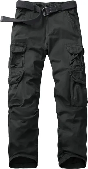 Men's Cargo Pants Cotton Ripstop Hiking Work Pants Comfort Casual Outdoor Pants with Multi Pockets