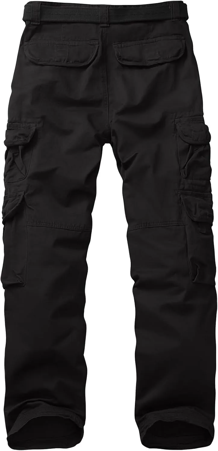 Men's Cargo Pants Cotton Ripstop Hiking Work Pants Comfort Casual Outdoor Pants with Multi Pockets