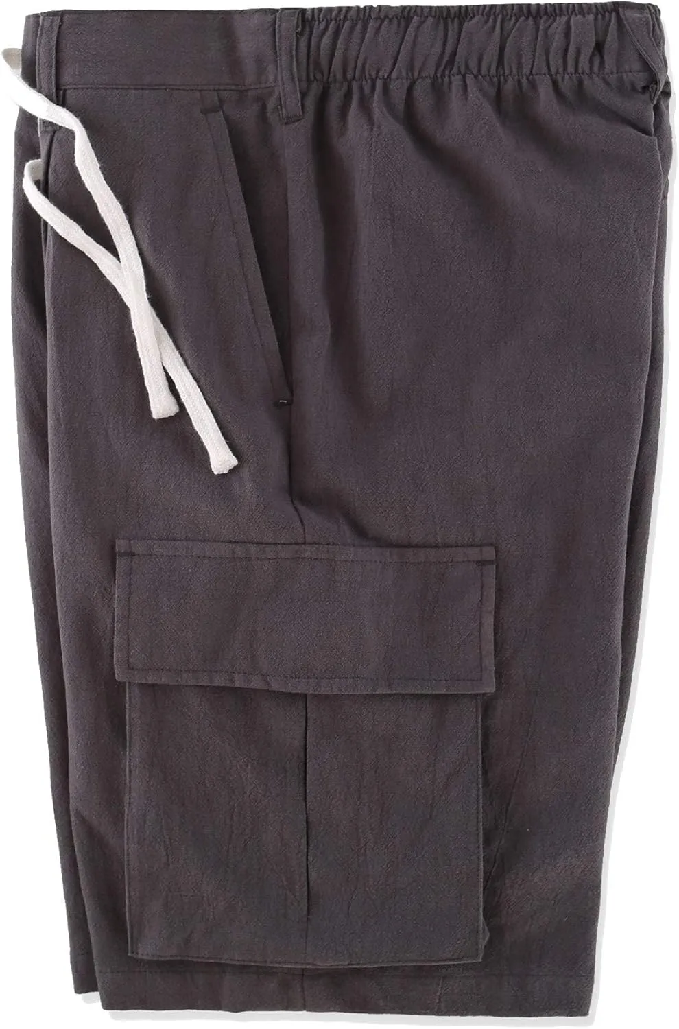 Mens Casual Classic Comfort Soft Linen/Cotton Pocket Active Sports Chino Cargo Shorts