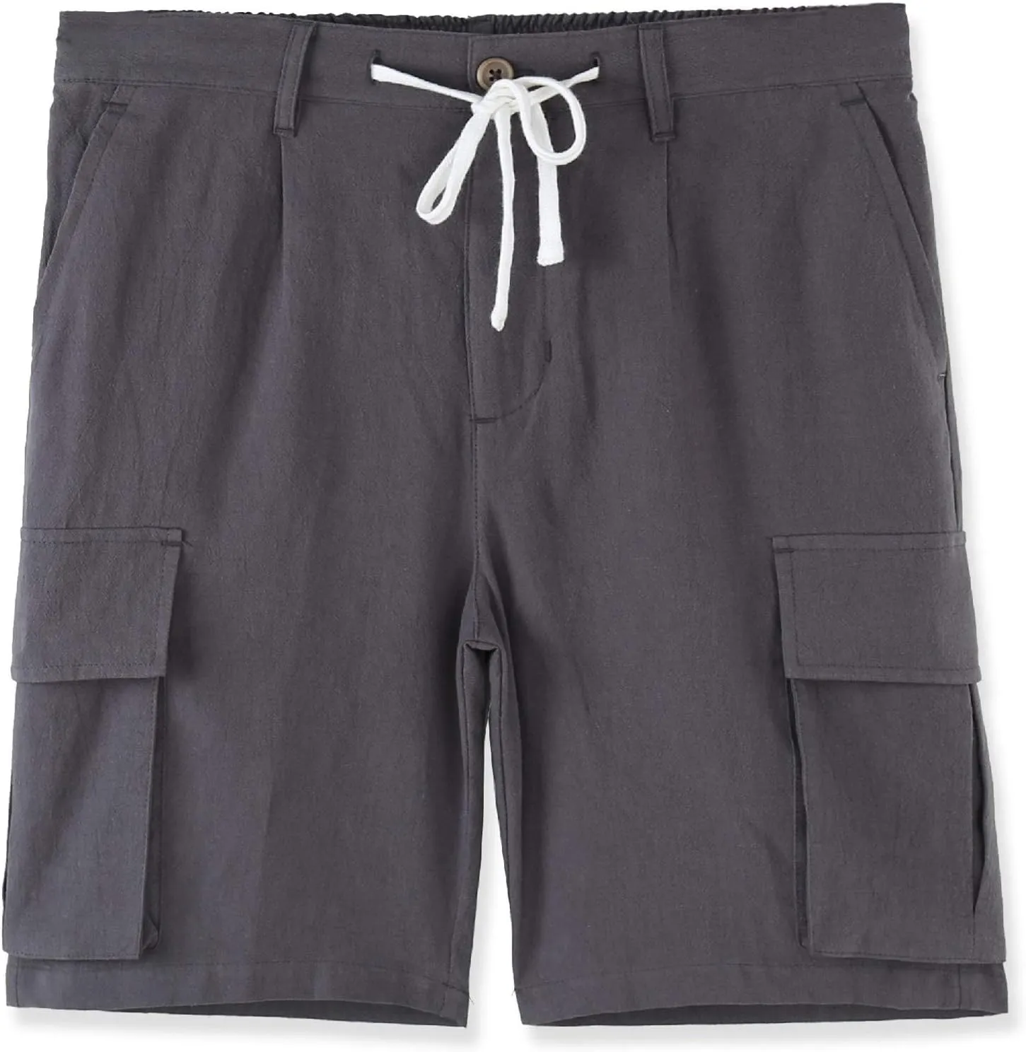 Mens Casual Classic Comfort Soft Linen/Cotton Pocket Active Sports Chino Cargo Shorts