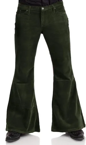Men's Corduroy Relaxed Vintage 60s 70s Bell Bottom Pants Stretch Fit Classic Comfort Flared Flares Retro Disco Pants