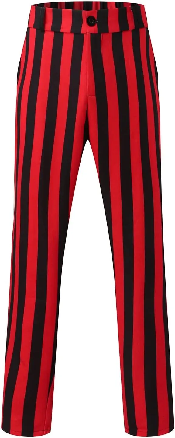 Mens Dress Pants Trendy Vertical Striped Suit Pants Slim Fit Stretch Casual Trousers Summer Outdoor Fashion Slacks