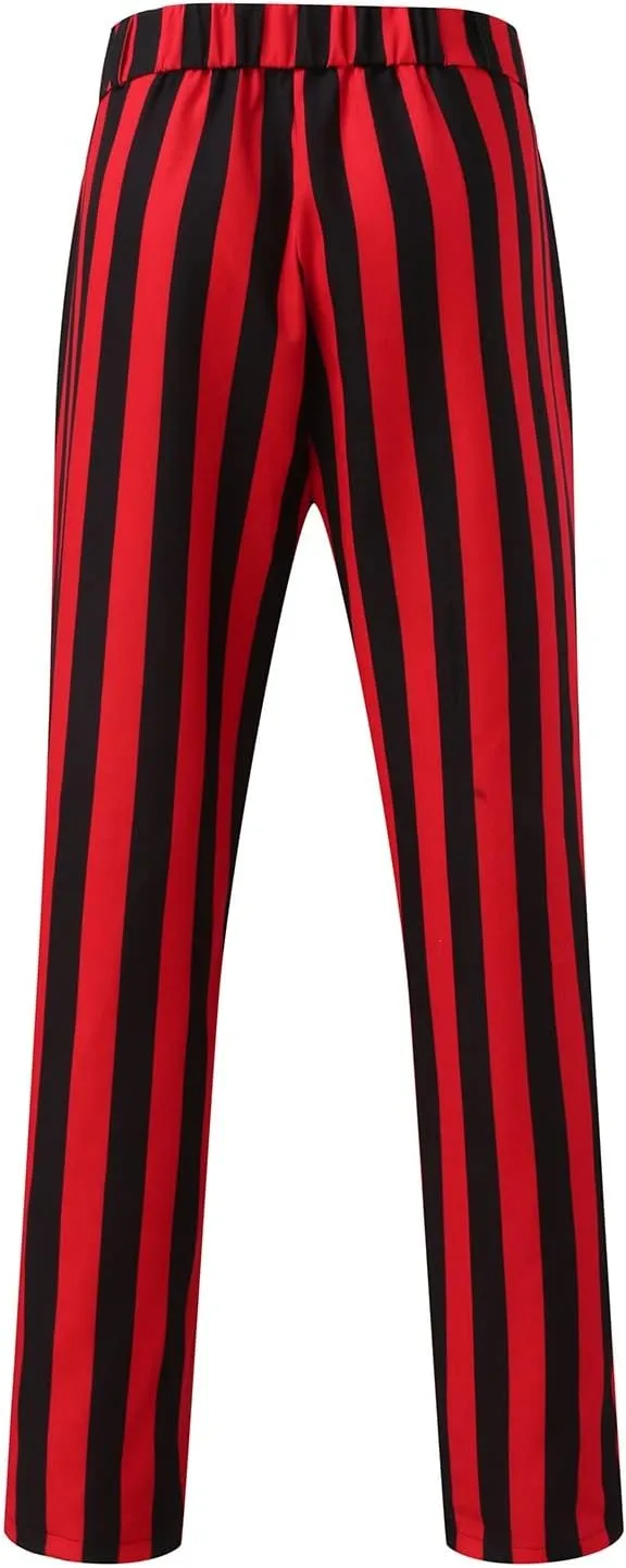 Mens Dress Pants Trendy Vertical Striped Suit Pants Slim Fit Stretch Casual Trousers Summer Outdoor Fashion Slacks