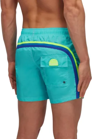Mens Elastic Waist Boardshort, Swim Trunks 14" Length 5" Inseam