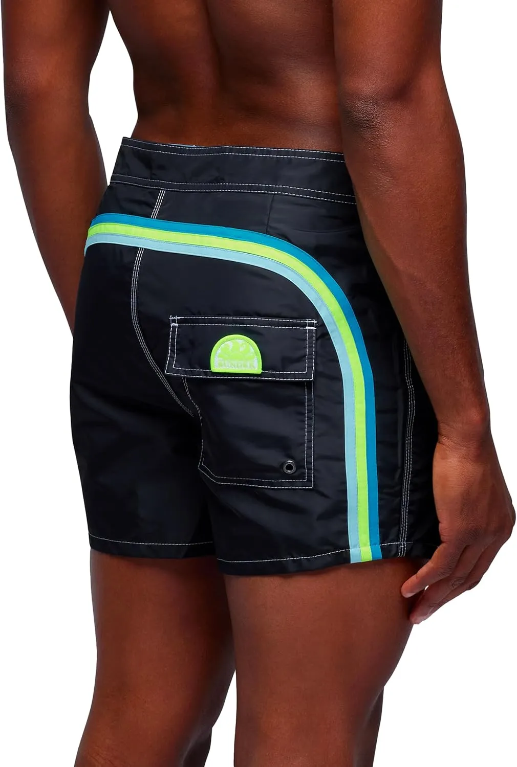 Mens Fixed Waist Boardshort, Swim Trunks 14" Length 3" Inseam
