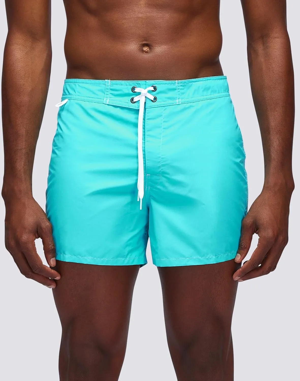 Mens Fixed Waist Boardshort, Swim Trunks 14" Length 3" Inseam