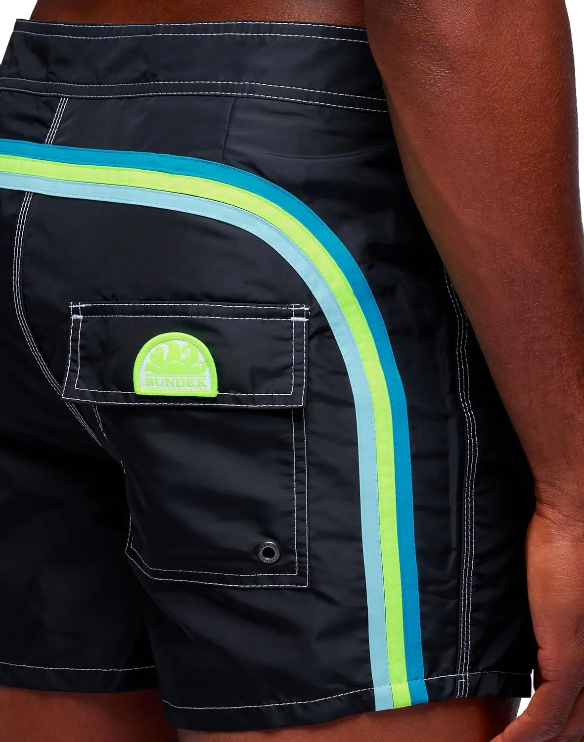 Mens Fixed Waist Boardshort, Swim Trunks 14" Length 3" Inseam