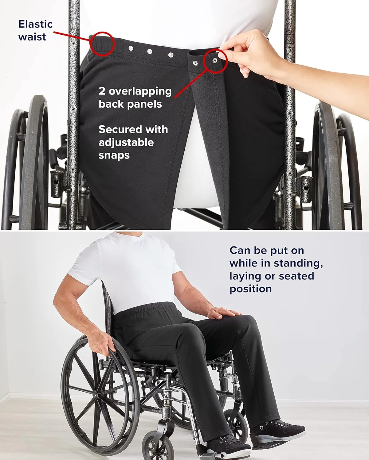 Mens Self Or Assisted Dressing Adaptive Open-Back Fleece Pant