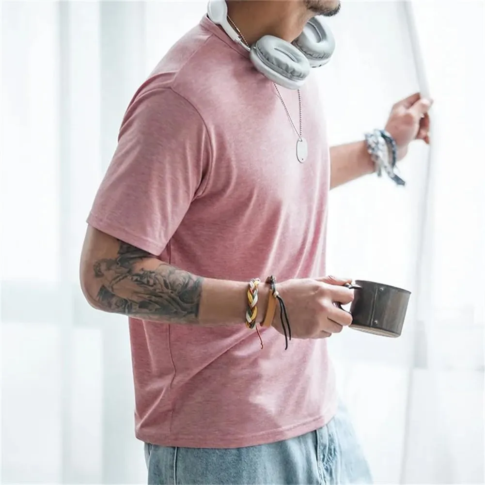 Mens Short Sleeve Casual T Shirt Comfort Crewneck Lightweight Undershirts Soft Tee Tops