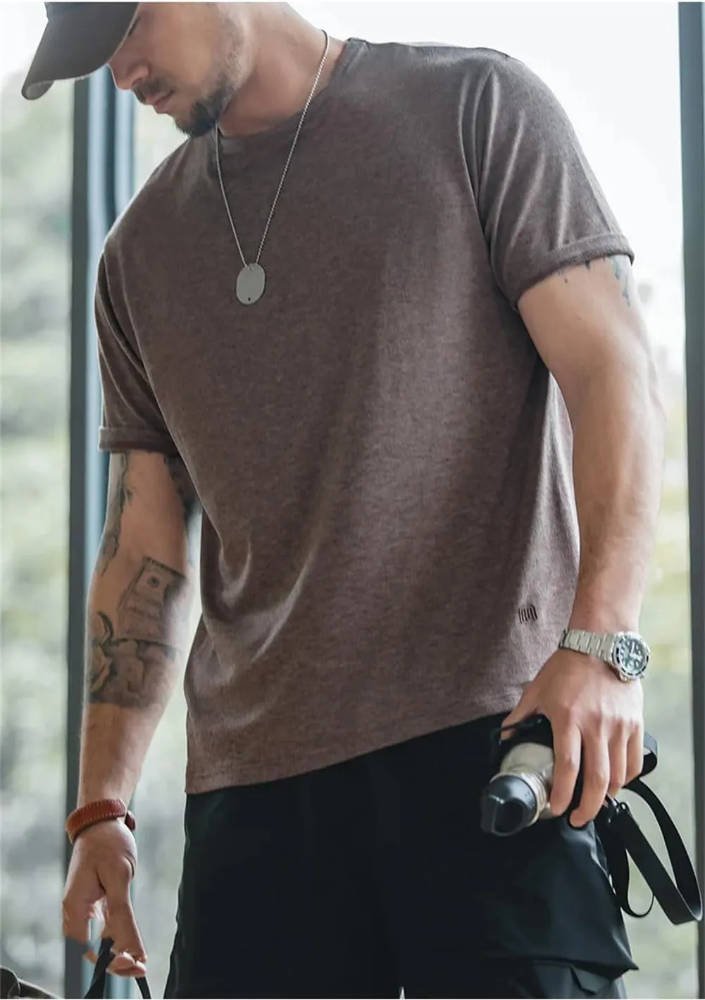 Mens Short Sleeve Casual T Shirt Comfort Crewneck Lightweight Undershirts Soft Tee Tops