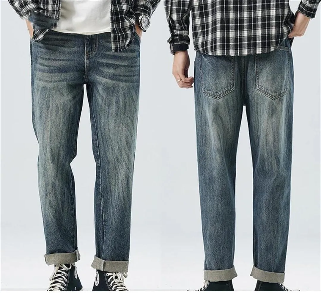 Mens Spring Vintage Stripes Baggy Pants Harem Jeans Loose Fit Casual Trousers