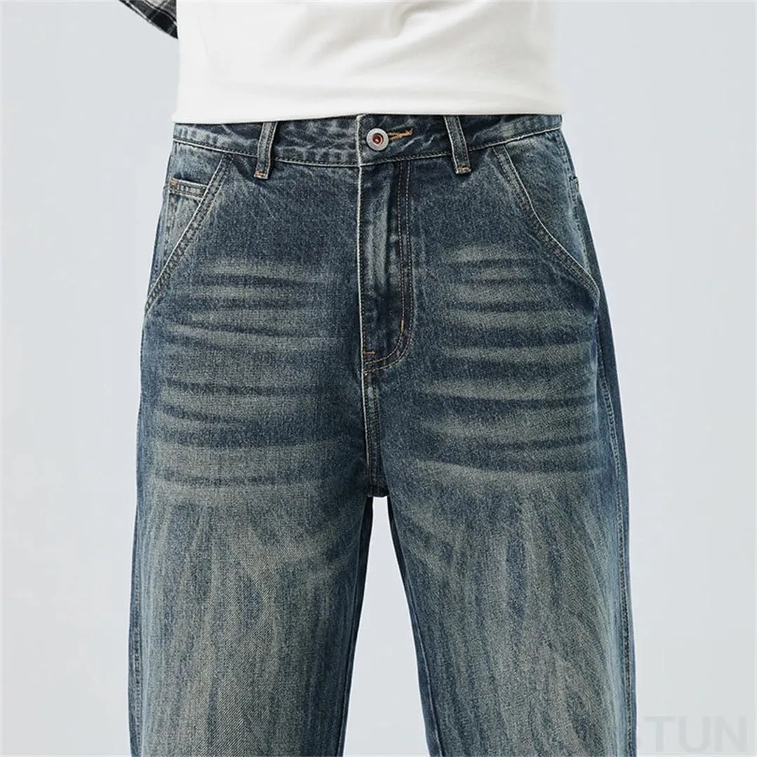 Mens Spring Vintage Stripes Baggy Pants Harem Jeans Loose Fit Casual Trousers