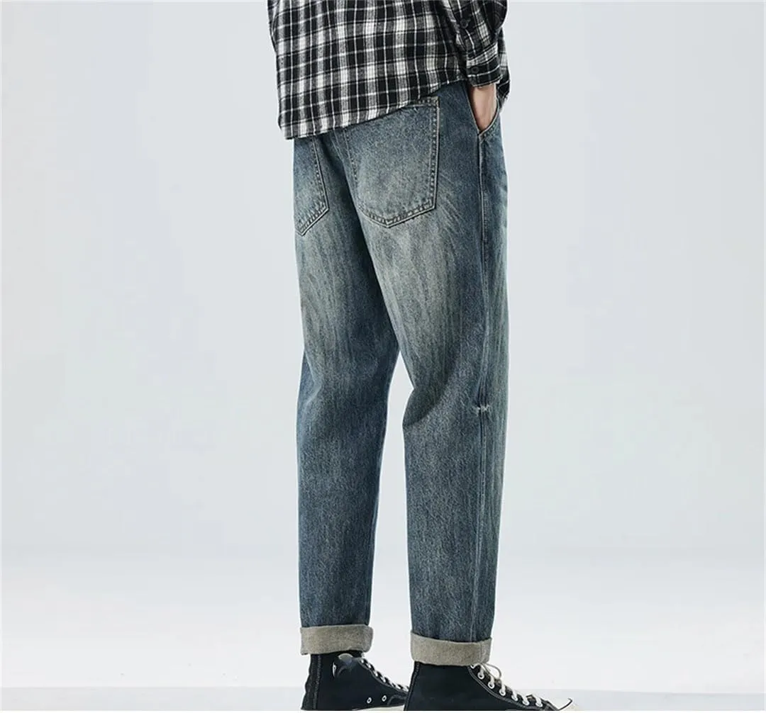 Mens Spring Vintage Stripes Baggy Pants Harem Jeans Loose Fit Casual Trousers