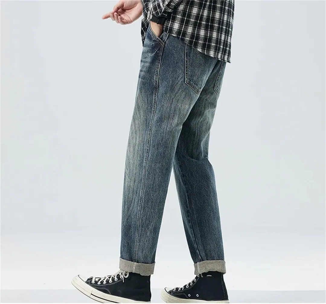 Mens Spring Vintage Stripes Baggy Pants Harem Jeans Loose Fit Casual Trousers