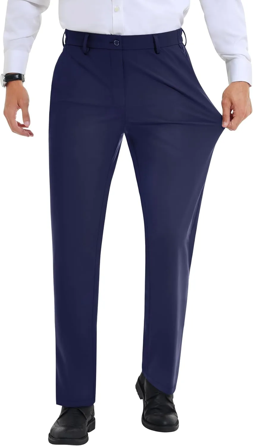 Mens Stretch Dress Pants Slim Fit Dress Pants for Men Expandable Waist Dress Pants Casual Athletic Golf Pants