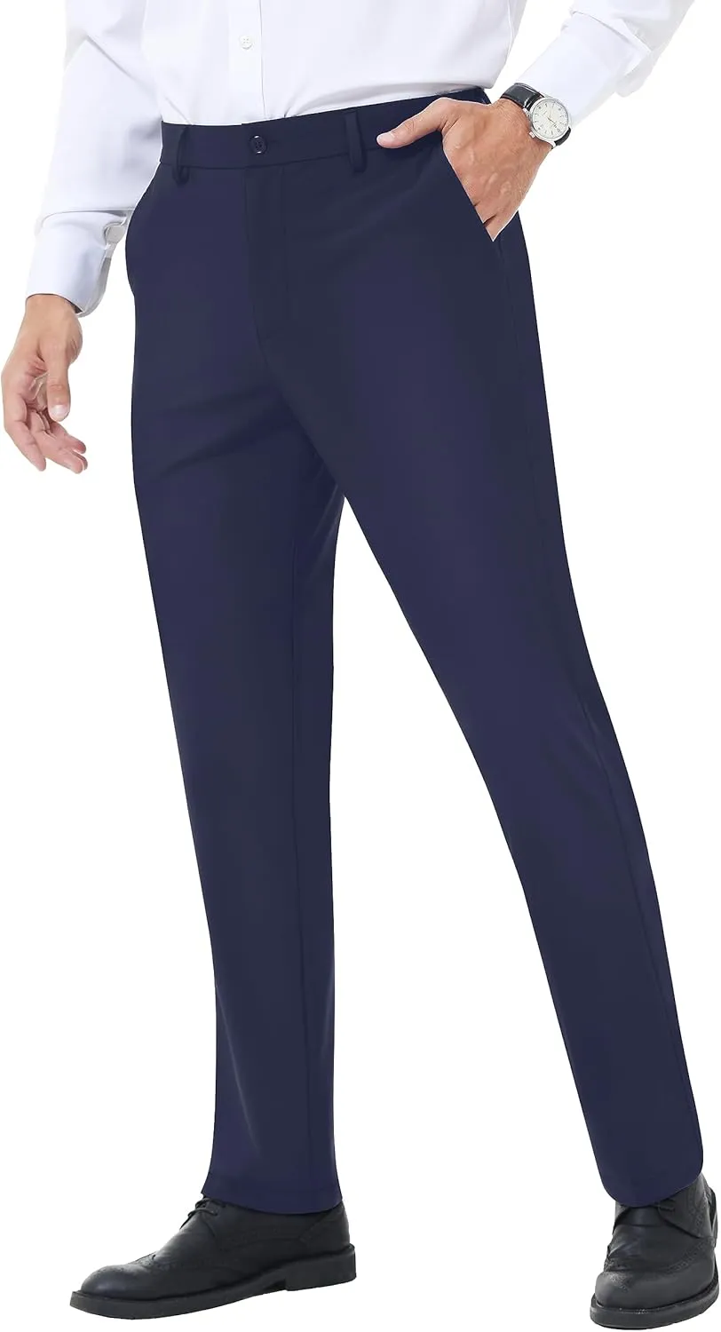 Mens Stretch Dress Pants Slim Fit Dress Pants for Men Expandable Waist Dress Pants Casual Athletic Golf Pants