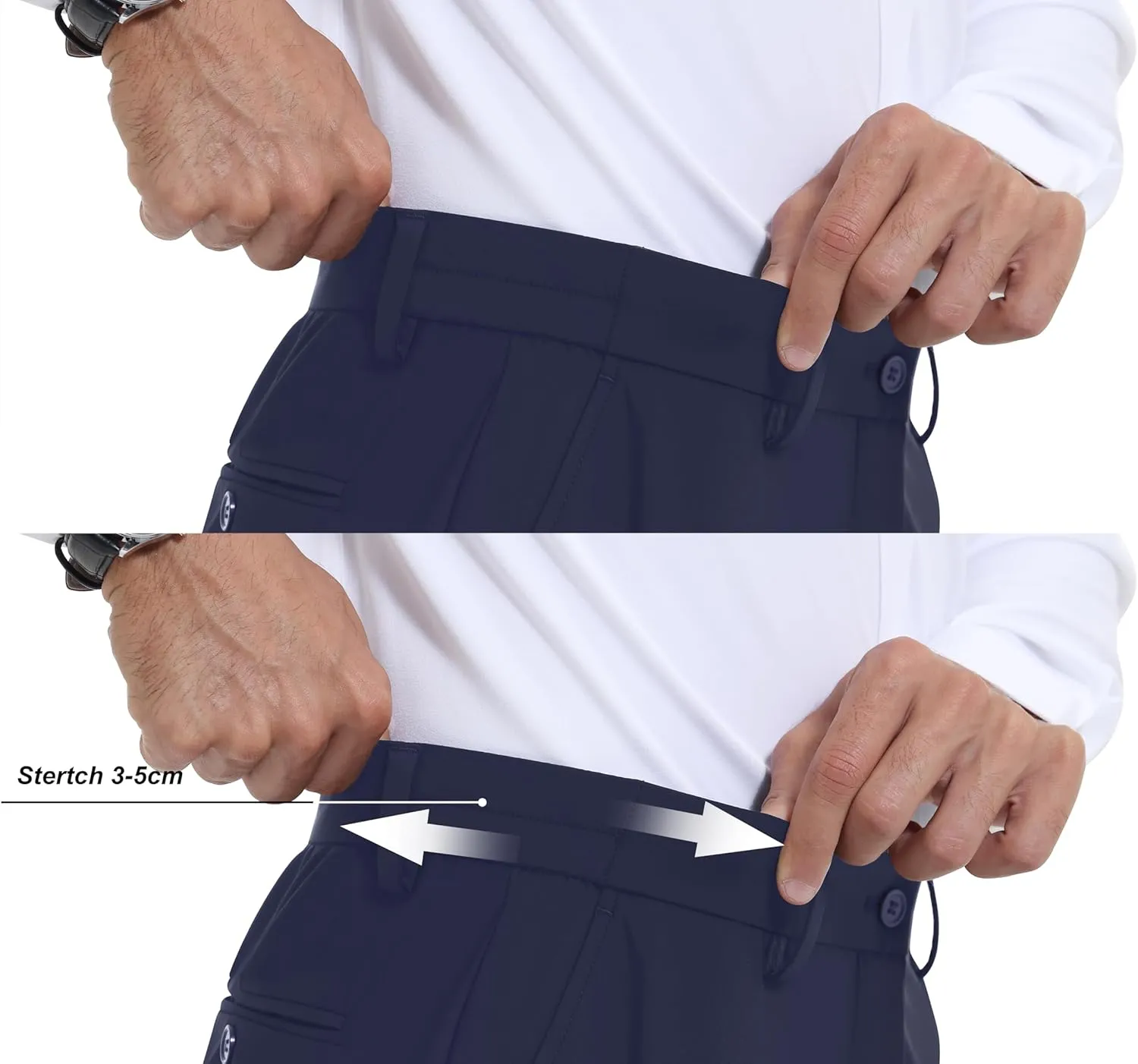Mens Stretch Dress Pants Slim Fit Dress Pants for Men Expandable Waist Dress Pants Casual Athletic Golf Pants
