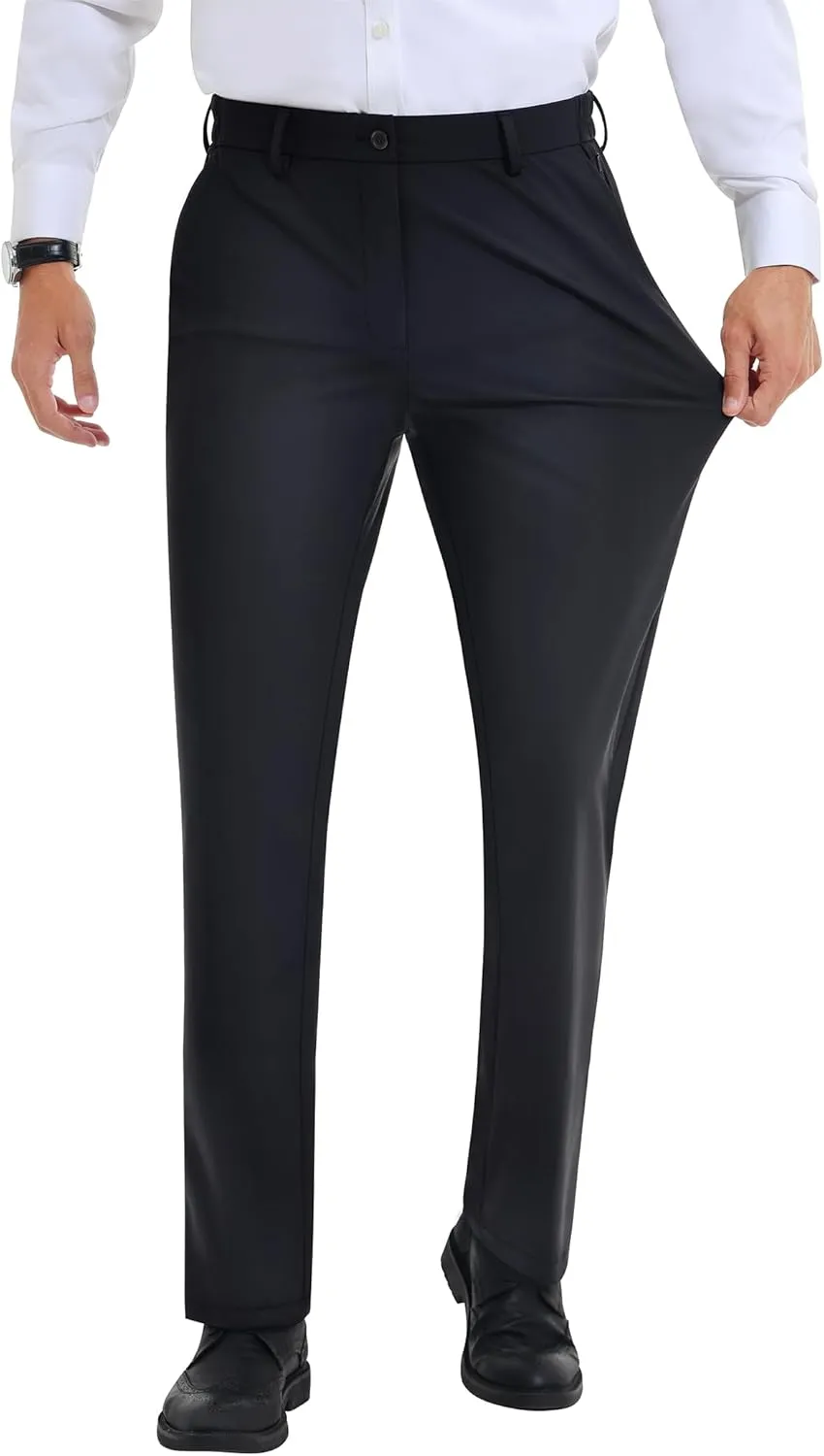 Mens Stretch Dress Pants Slim Fit Dress Pants for Men Expandable Waist Dress Pants Casual Athletic Golf Pants