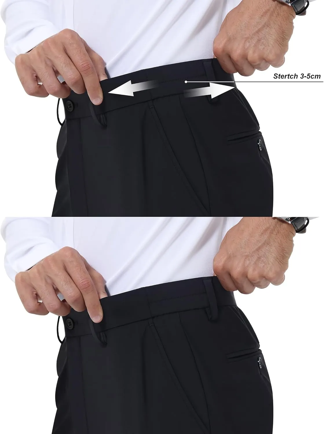 Mens Stretch Dress Pants Slim Fit Dress Pants for Men Expandable Waist Dress Pants Casual Athletic Golf Pants