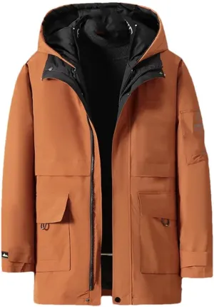 Men's Thick And Warm Winter Fur Collar Removable Lined Down And Cotton Padded Fleece Cold-Proof Plus Size Coat