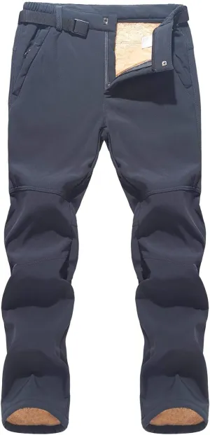 Men's Winter Pants Waterproof Softshell Snowboard Pants Outdoor Hiking Wear Resistant Windproof Trousers with Pockets