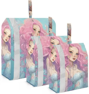 Mermaid Compression Packing Cubes, 3pcs Compressible Expandable Travel Packing Organizer, Travel Cubes for Suitcase Carry On