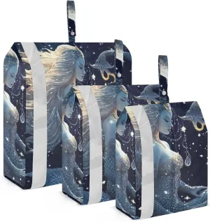 Mermaid Compression Packing Cubes, 3pcs Compressible Expandable Travel Packing Organizer, Travel Cubes for Suitcase Carry On