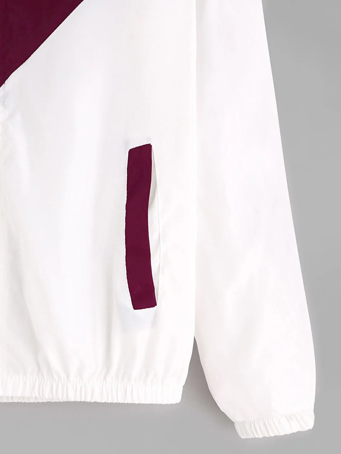 Milumia Women Color Block Drawstring Hooded Zip Up Sports Jacket Windproof Windbreaker with Pocket
