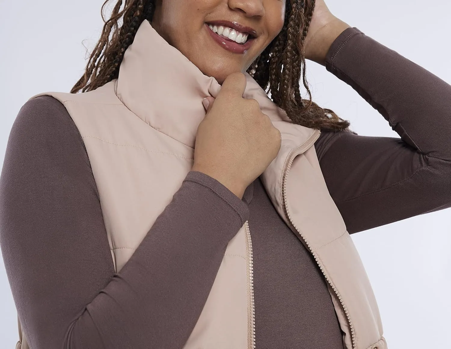 Motherhood Maternity Women's Sleeveless Long Pregnancy Puffer Vest with Pockets