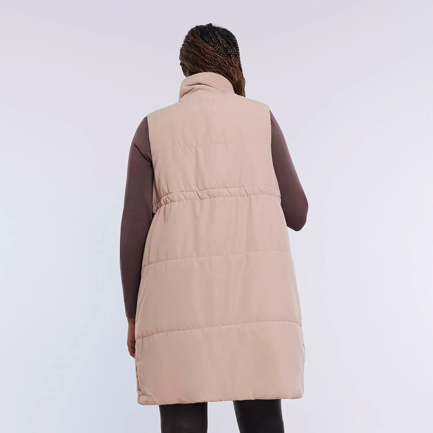 Motherhood Maternity Women's Sleeveless Long Pregnancy Puffer Vest with Pockets