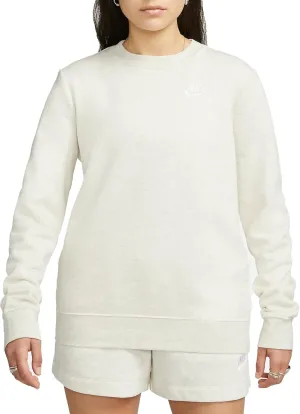 Nike Sportswear Club Fleece Women's Crew-Neck Sweatshirt (OATMEAL HEATHER/WHITE,DQ5473-141) Size Large