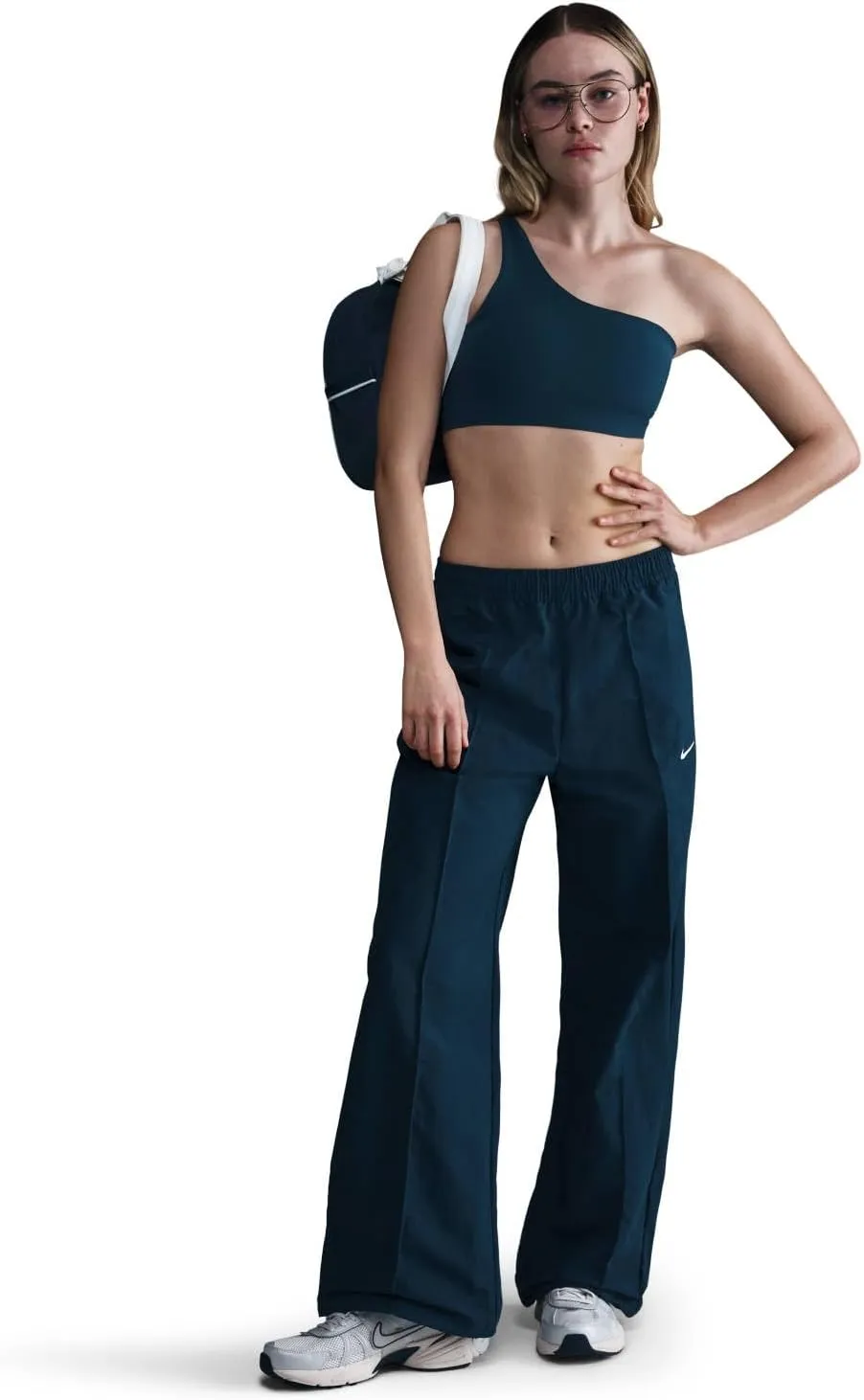 Nike Sportswear Everything Wovens Women's Mid-Rise Open-Hem Pants (FQ3588-478, Armory Navy/White)
