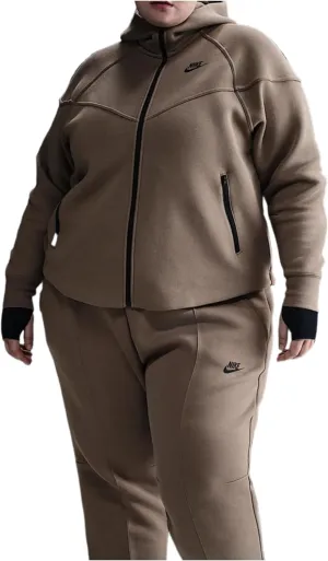 Nike Sportswear Tech Fleece Windrunner Women's Full-Zip Hoodie (Plus Size) (FB8340-233, Mink Brown/Black)