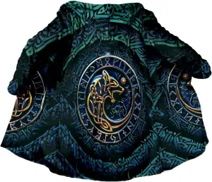 Norse Mythology Vegvisir Viking Symbol Thick Warm Hooded Cloak For Men Overcoat Windproof Fleece Jacket