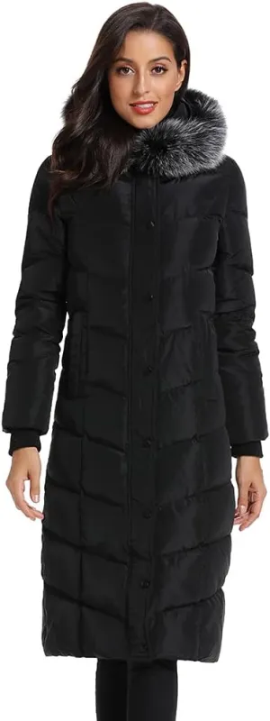 Obosoyo Women's Hooded Thickened Long Down Jacket Maxi Down Parka Puffer Coat