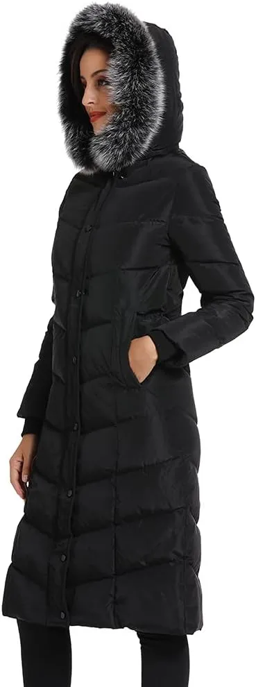 Obosoyo Women's Hooded Thickened Long Down Jacket Maxi Down Parka Puffer Coat