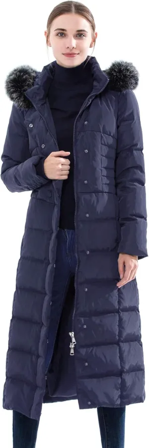 Obosoyo Women's Hooded Thickened Long Down Jacket Maxi Down Parka Puffer Coat