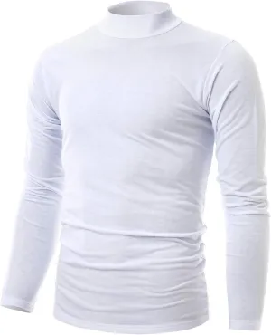 Ohoo Mens Slim Fit Soft Cotton Pullover Lightweight Mock Turtleneck Neck