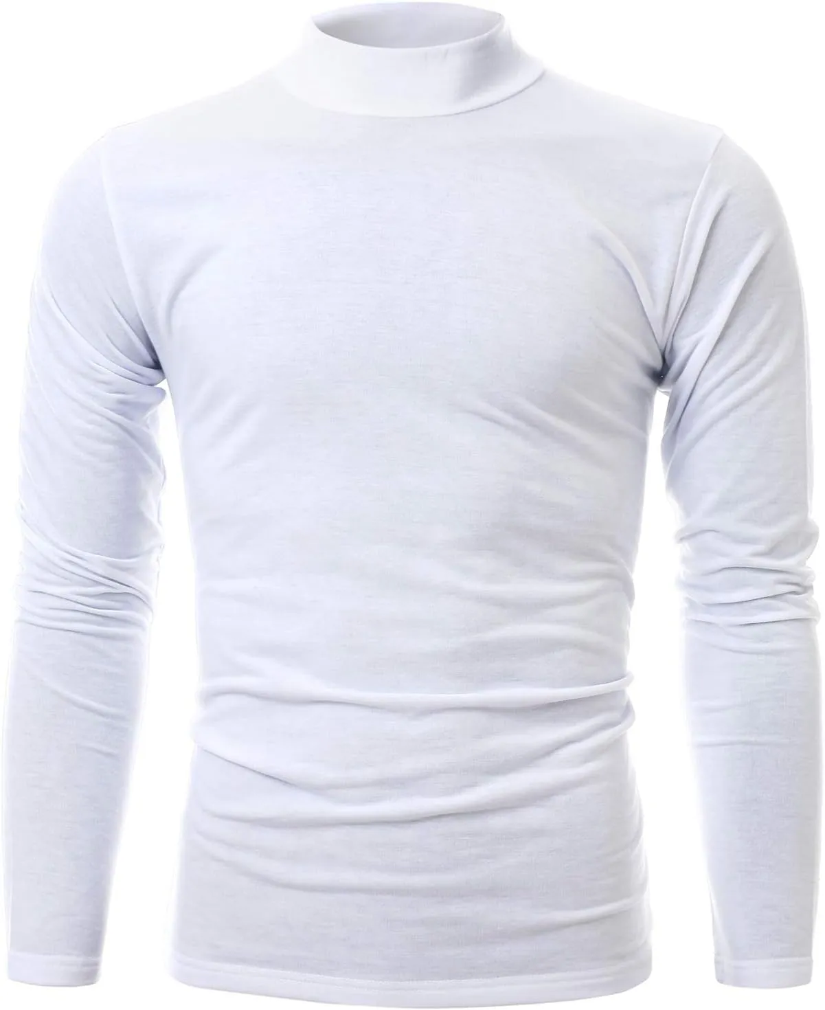 Ohoo Mens Slim Fit Soft Cotton Pullover Lightweight Mock Turtleneck Neck