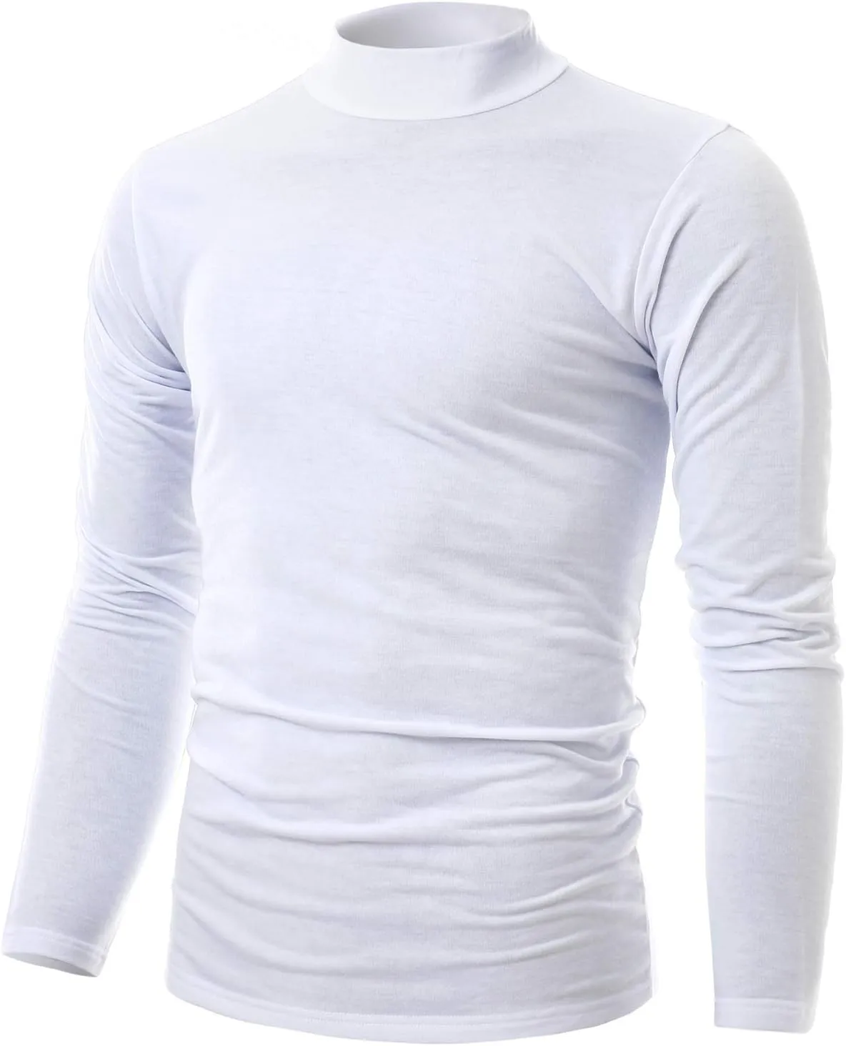 Ohoo Mens Slim Fit Soft Cotton Pullover Lightweight Mock Turtleneck Neck
